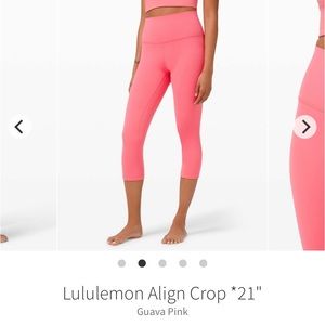 Lululemon align leggings guava pink size 4 21” crop